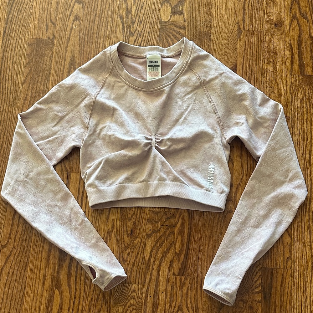 Gymshark Adapt Camo Seamless Long Sleeve Crop Top - Light Pink